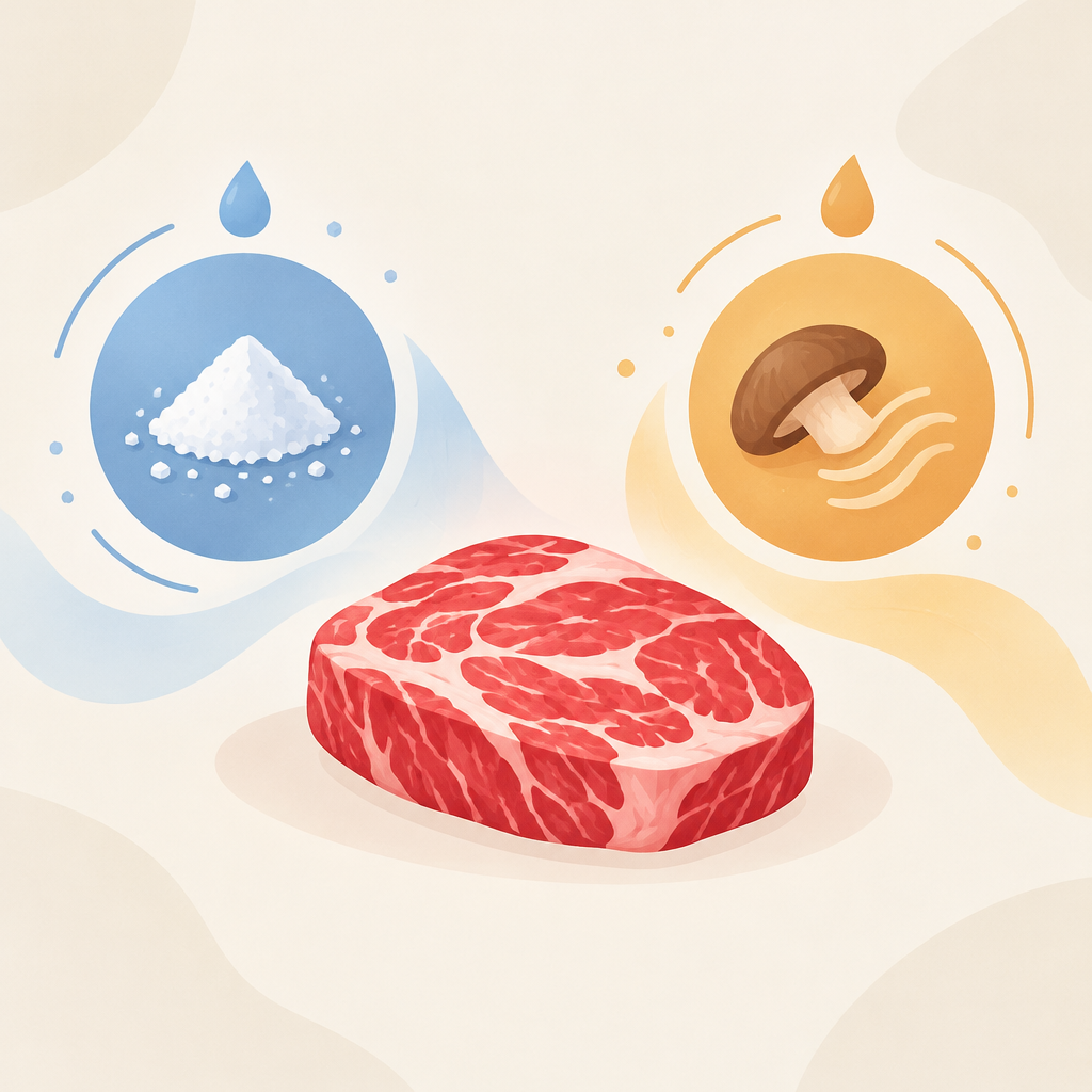 AI 생성 설명 이미지: 안산일동한우 유니드정육식당 | 고기에서 감칠맛과 짠맛을 구별하는 체크리스트